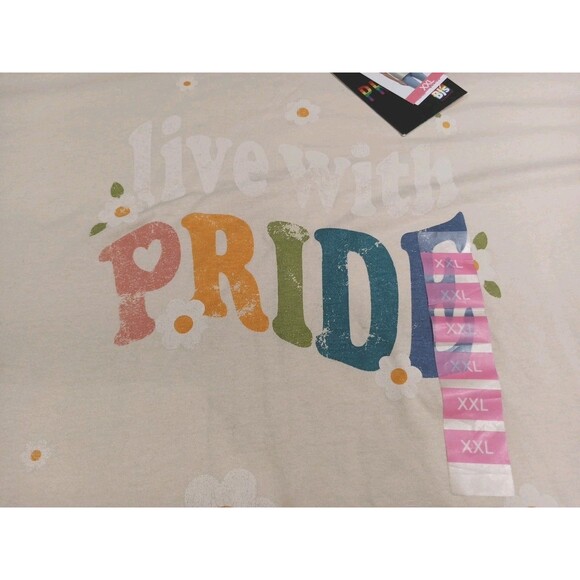 Pride Women "Live with Pride"  T-Shirt Color Beige Size XXL -MSRP $36 - Picture 6 of 16